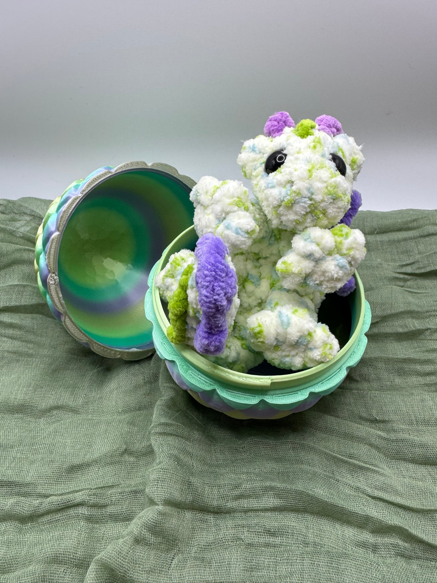 Baby dragon in an egg plushie pre-made