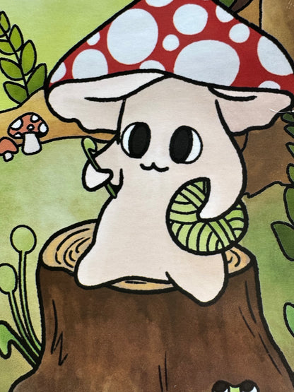 Mushroom woodland art print 6x8 inch