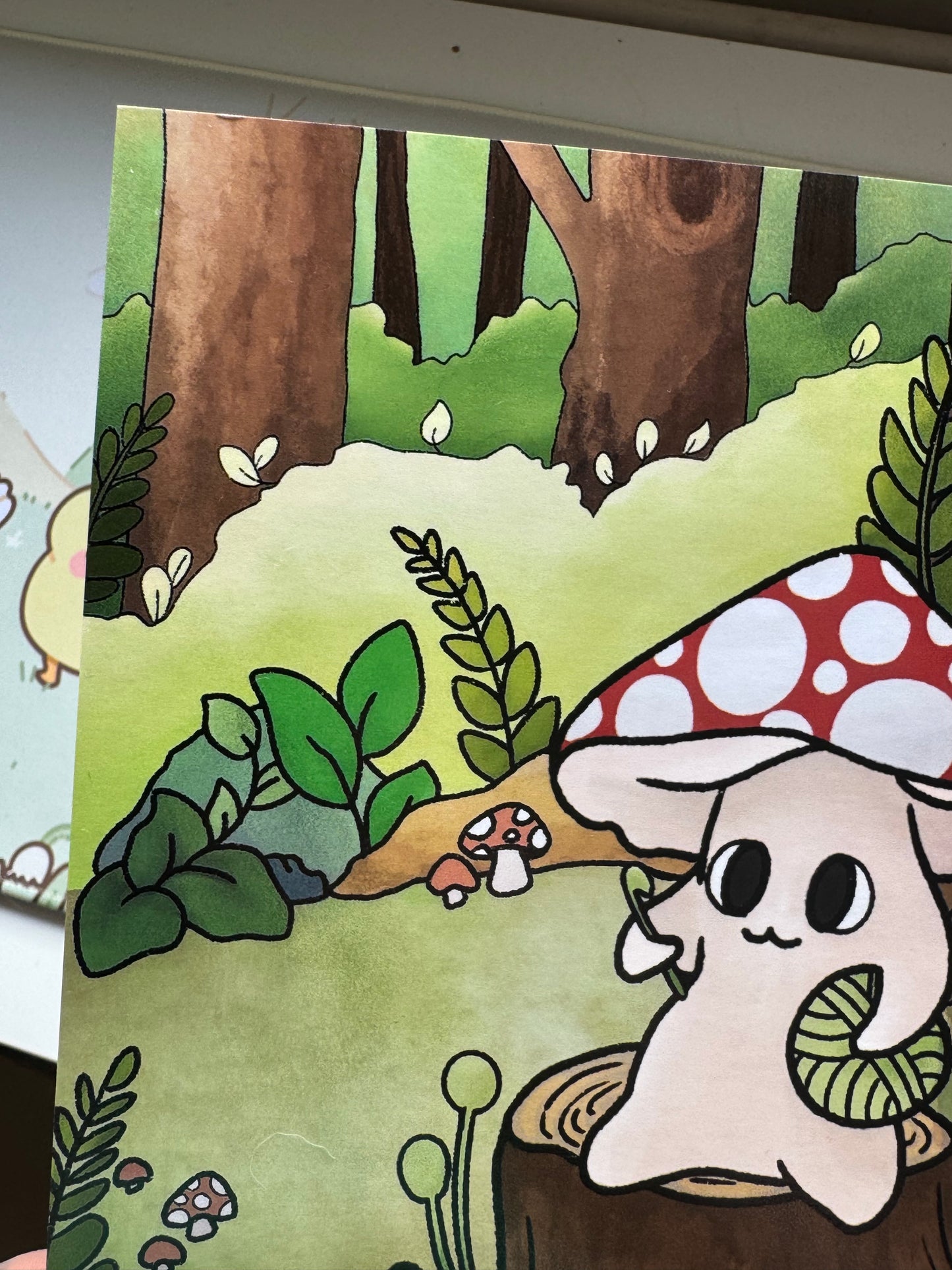 Mushroom woodland art print 6x8 inch
