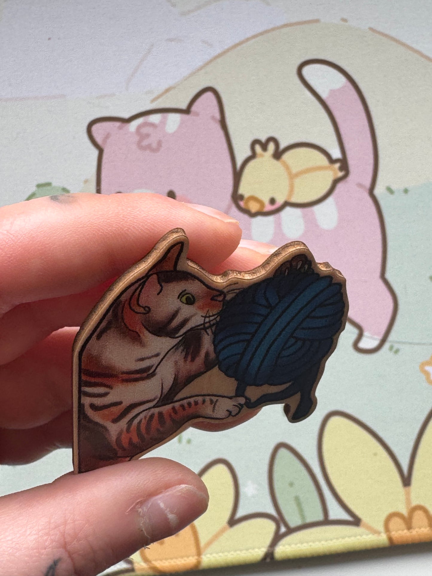 Cat wooden pin