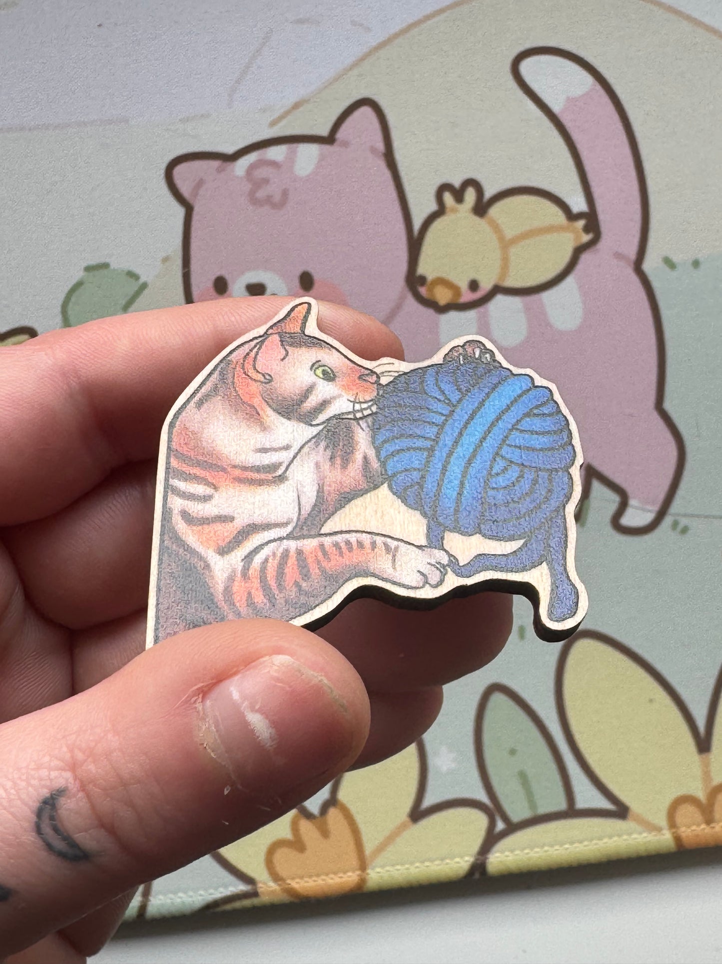 Cat wooden pin