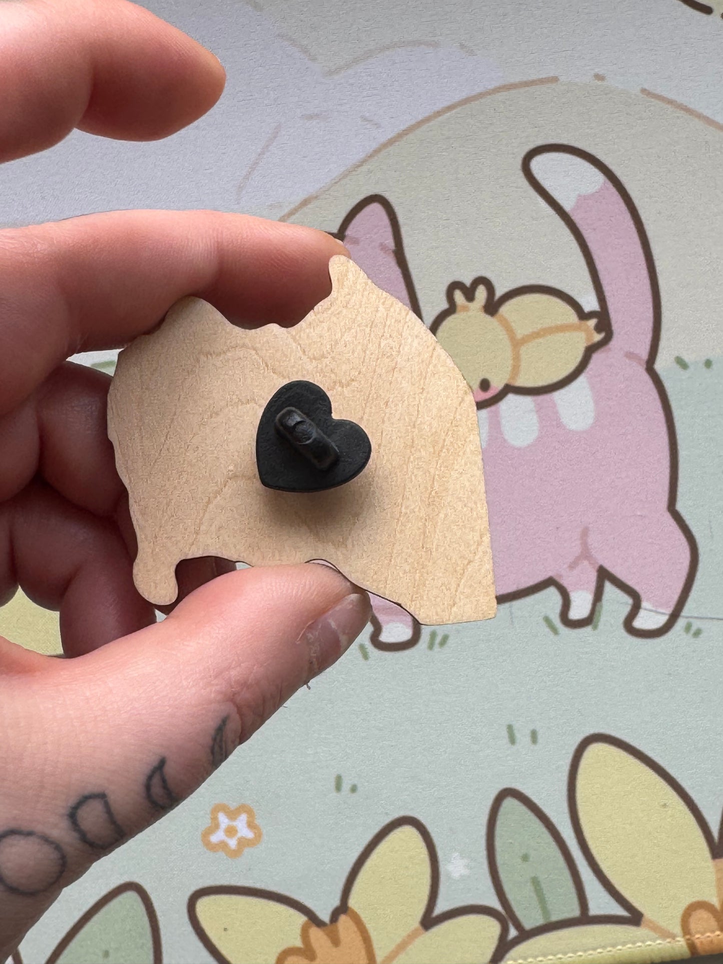 Cat wooden pin