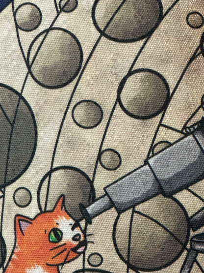 Cat moon-gazing tote bag