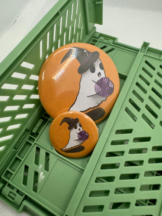 Witch ghost button badge