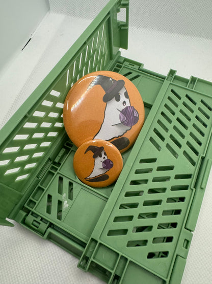 Witch ghost button badge
