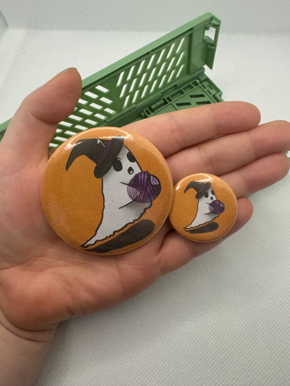 Witch ghost button badge
