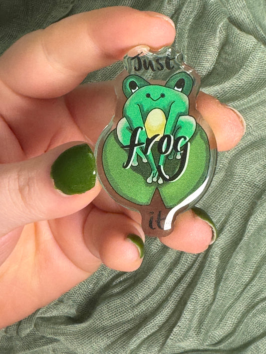 Frog it acrylic pin
