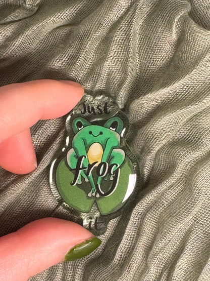 Frog it acrylic pin
