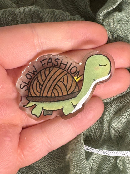 Slow fashion acrylic pin