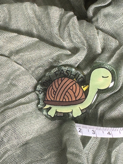 Slow fashion acrylic pin