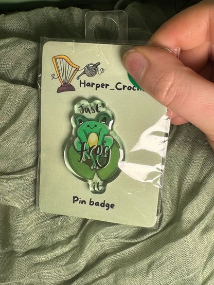 Frog it acrylic pin