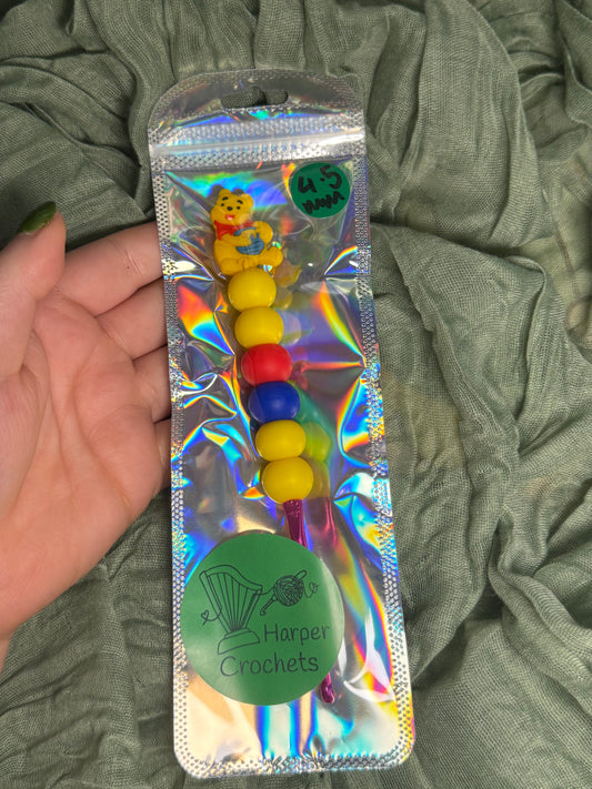 Pooh bear 4.5mm beaded crochet hook