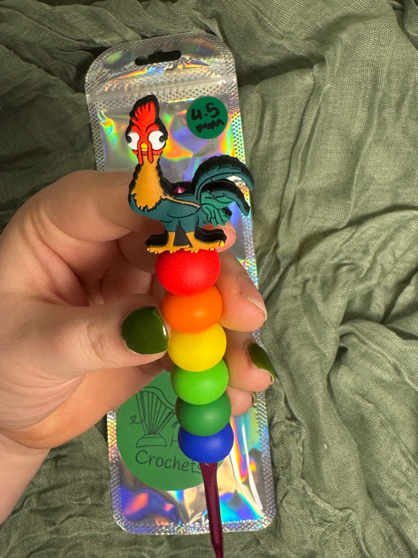 Sill rooster hei hei 4.5mm beaded crochet hook