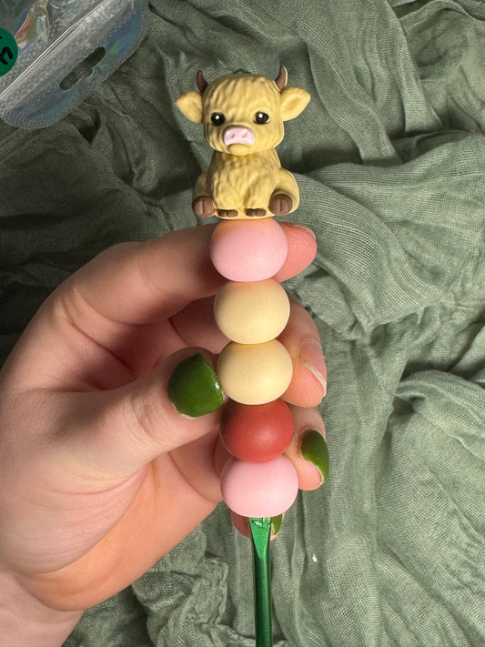 Highland cow 4mm beaded crochet hook