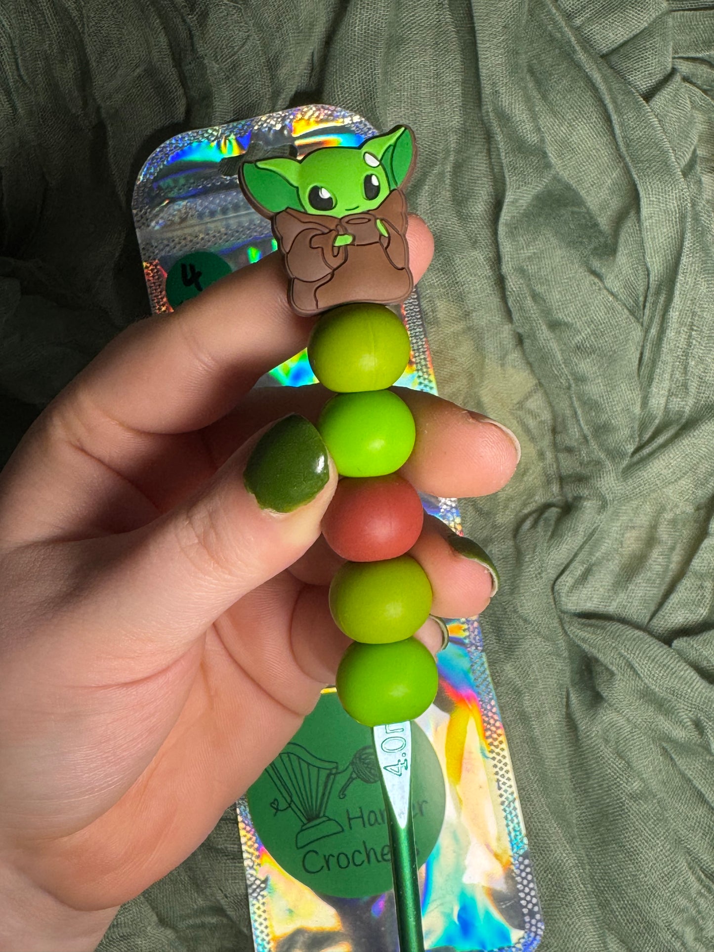 Grogu Yoda 4mm beaded crochet hook