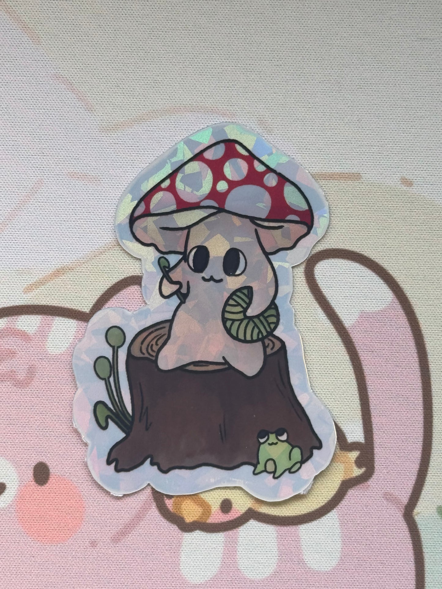 Mushroom on a log sticker