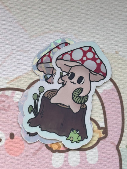 Mushroom on a log sticker