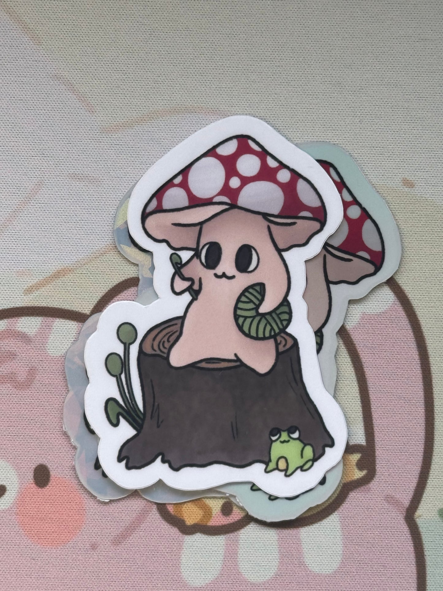Mushroom on a log sticker