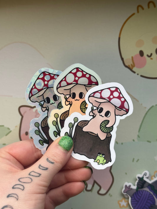 Mushroom on a log sticker