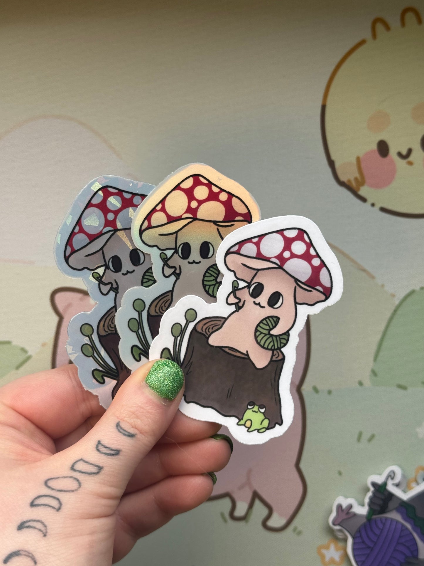 Mushroom on a log sticker