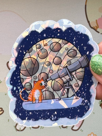 Moon gazing cat sticker