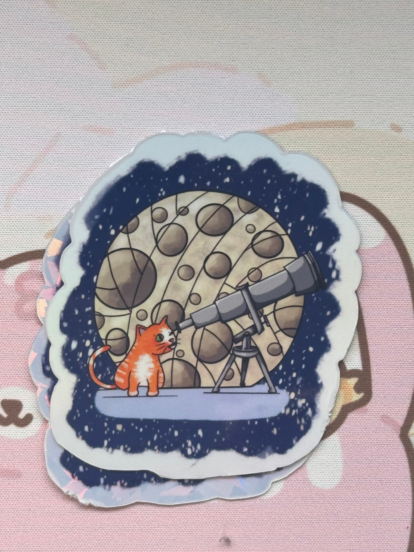 Moon gazing cat sticker