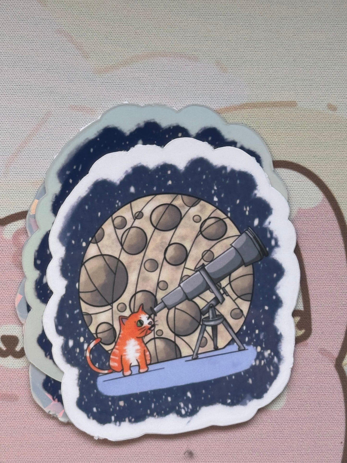 Moon gazing cat sticker