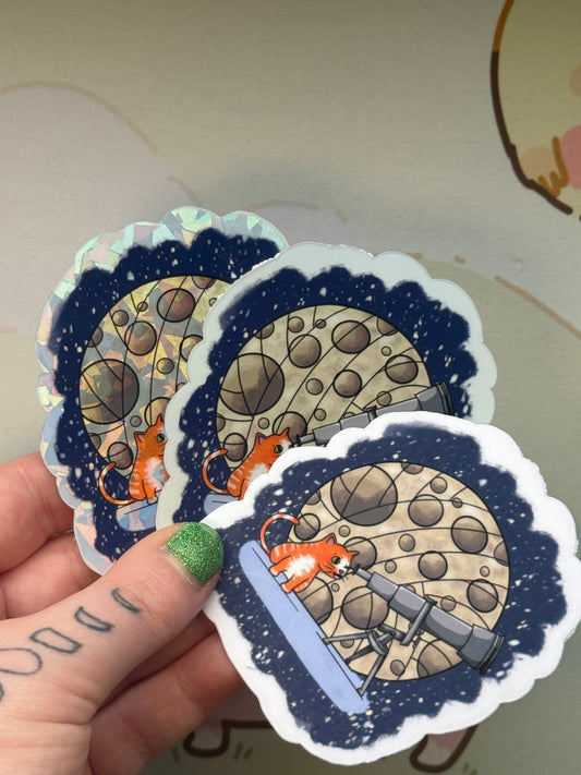 Moon gazing cat sticker