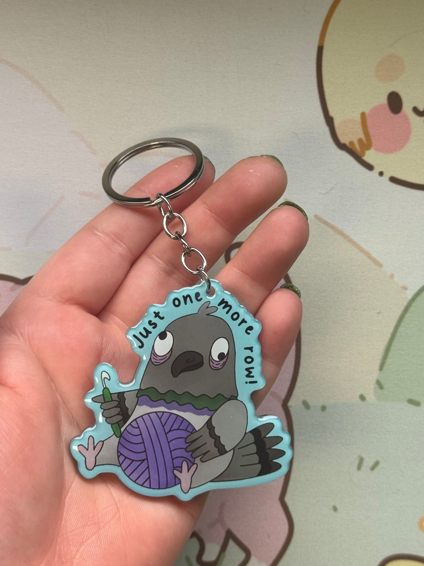 Pigeon keyring- Just one more row