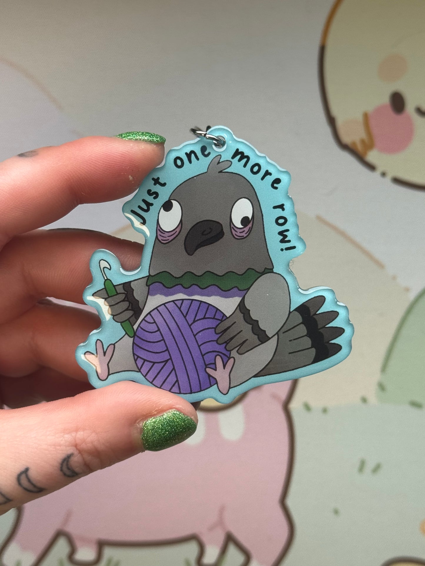 Pigeon keyring- Just one more row