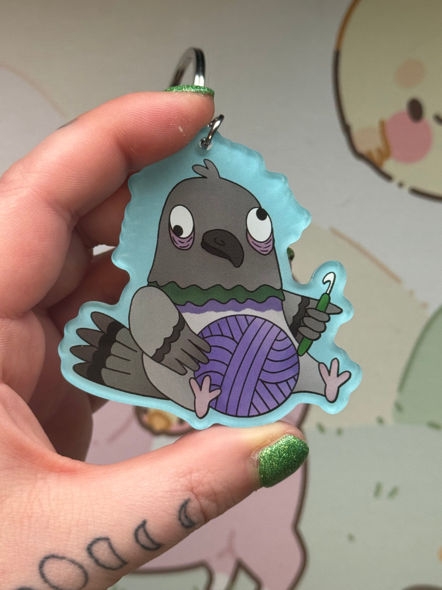 Pigeon keyring- Just one more row