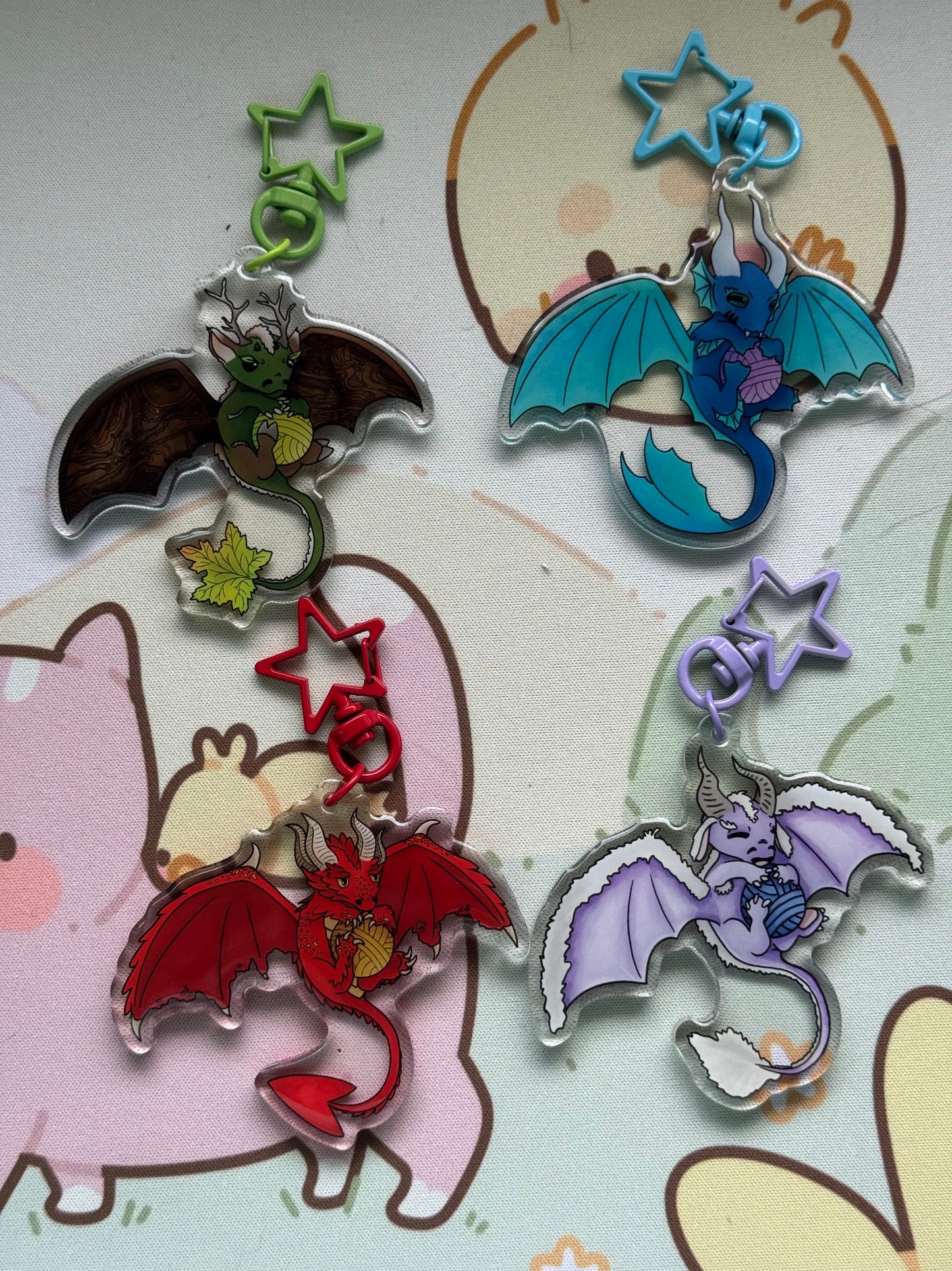 Full SET dragon keyrings- 4 designs