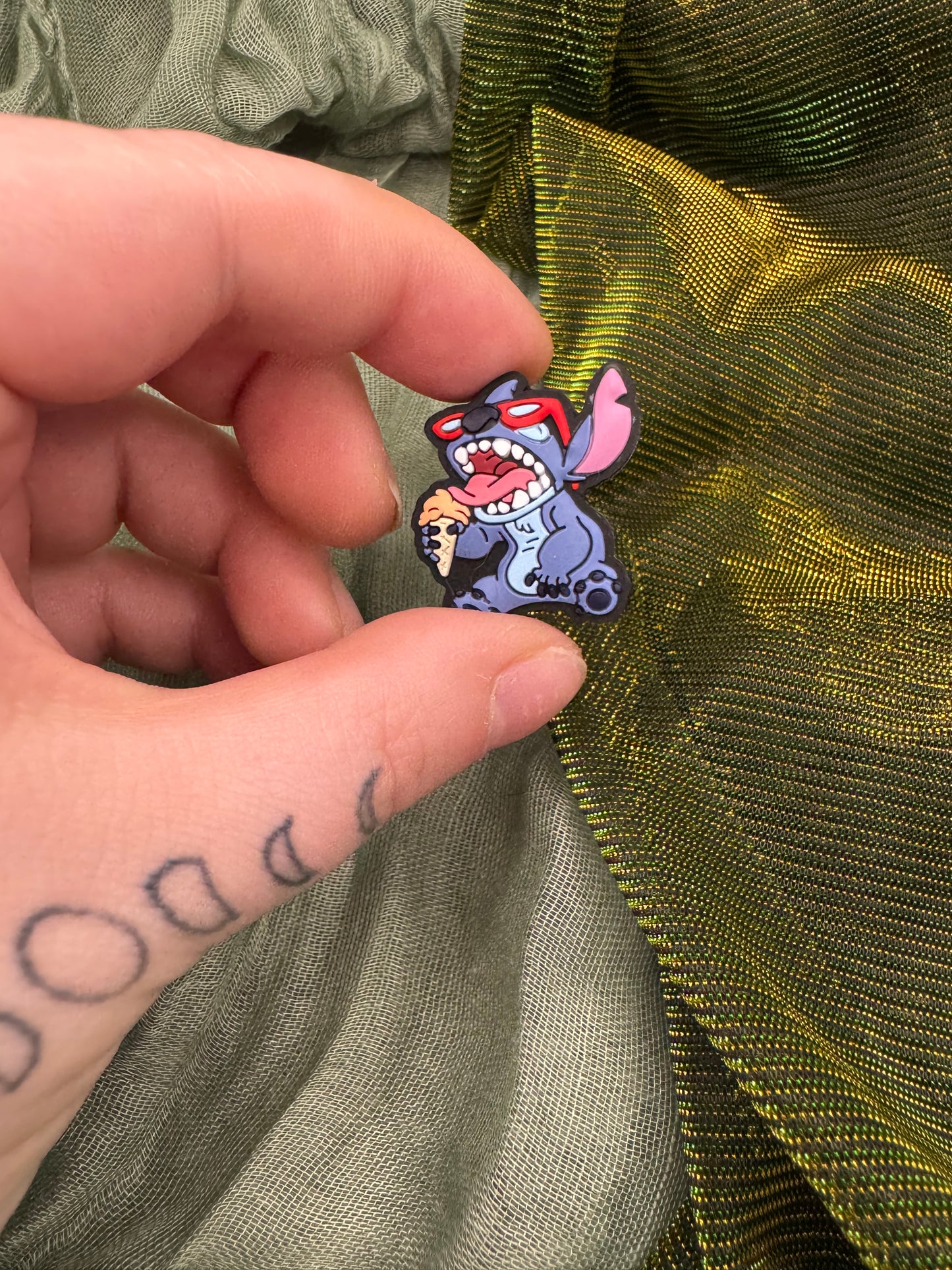 Blue alien with ice cream crochet hook