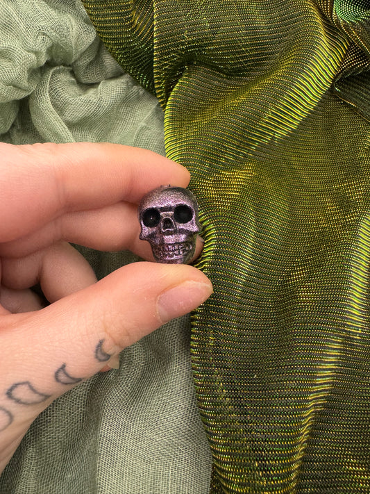 Purple glitter skull crochet hook