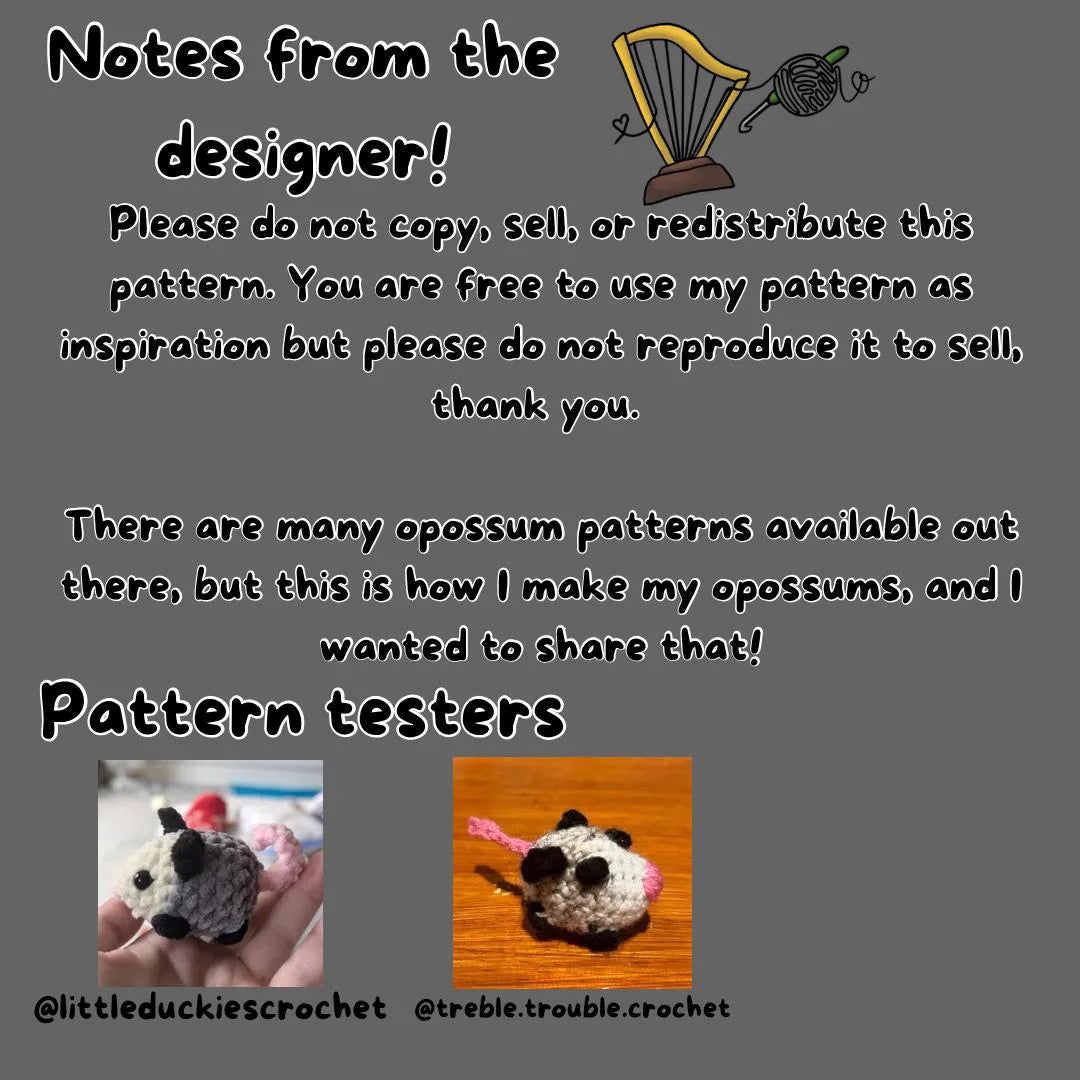 Opossum crochet pattern PDF