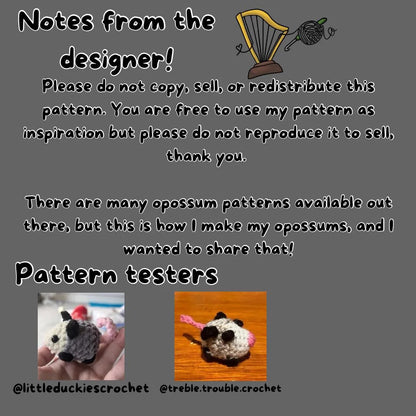 Opossum crochet pattern PDF
