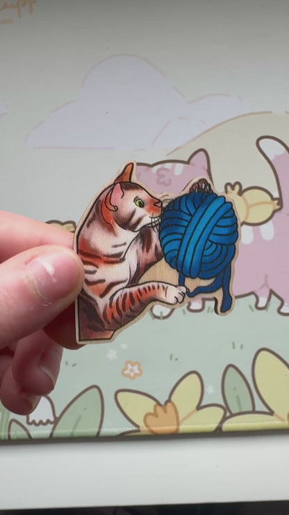 Cat wooden pin