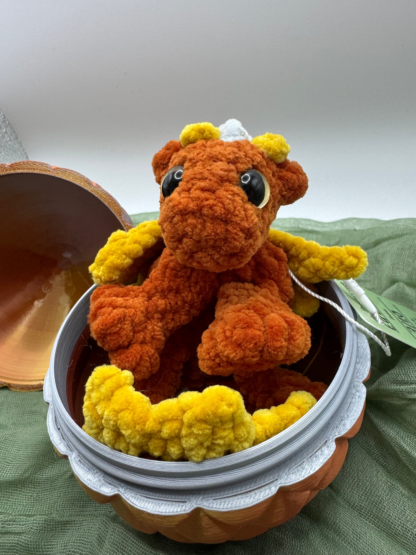 Baby dragon in an egg plushie pre-made