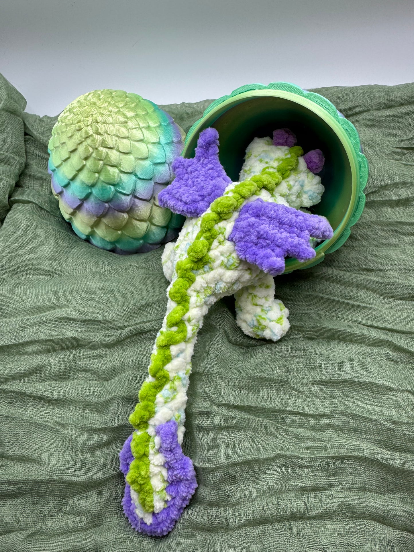 Baby dragon in an egg plushie pre-made