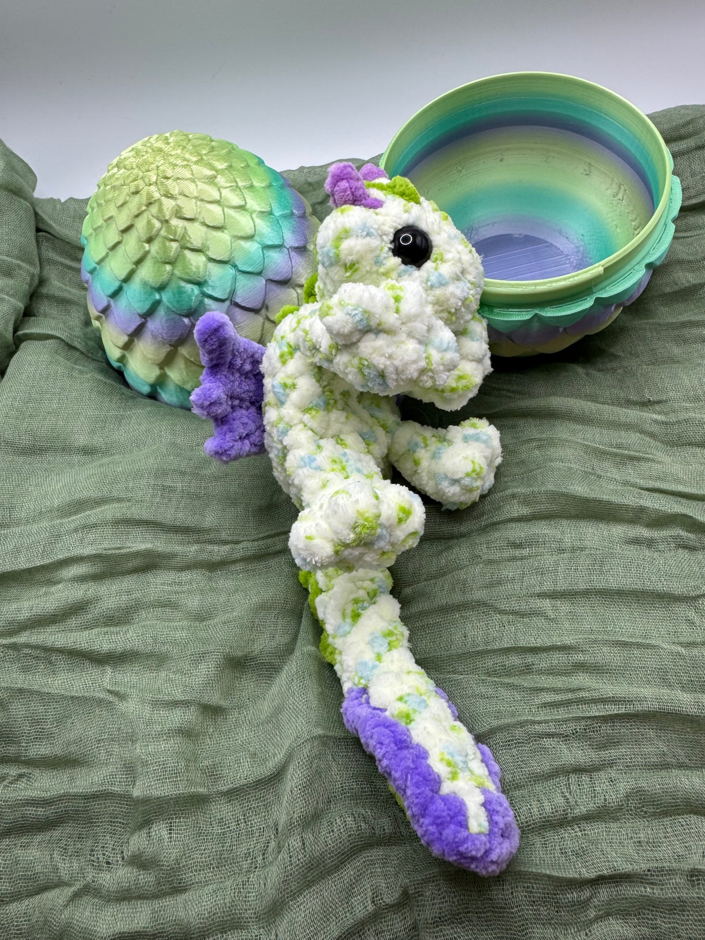 Baby dragon in an egg plushie pre-made