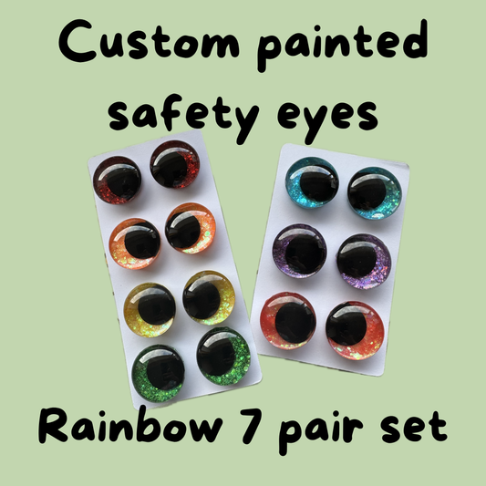 Rainbow SET of hand painted safety eyes 20-35mm