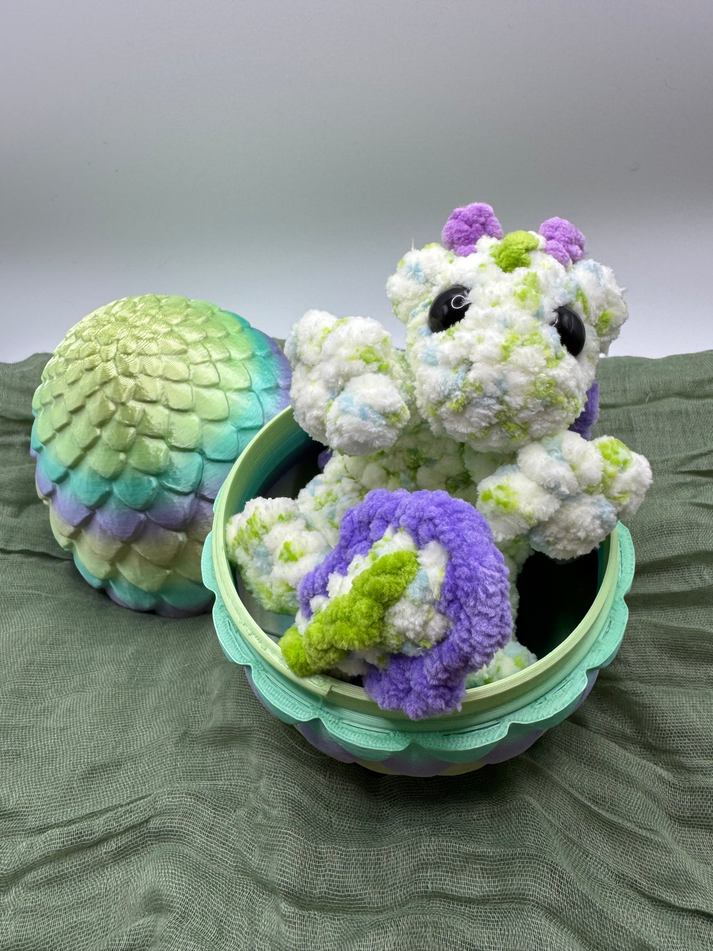 Baby dragon in an egg plushie pre-made