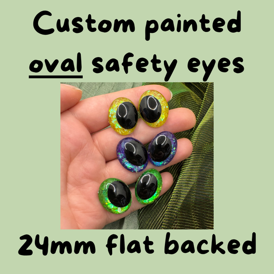 Oval hand painted safety eyes 24mm