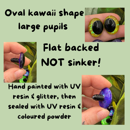 Oval hand painted safety eyes 24mm