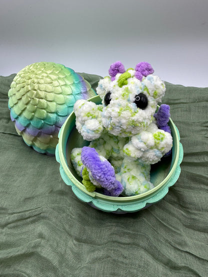 Baby dragon in an egg plushie pre-made