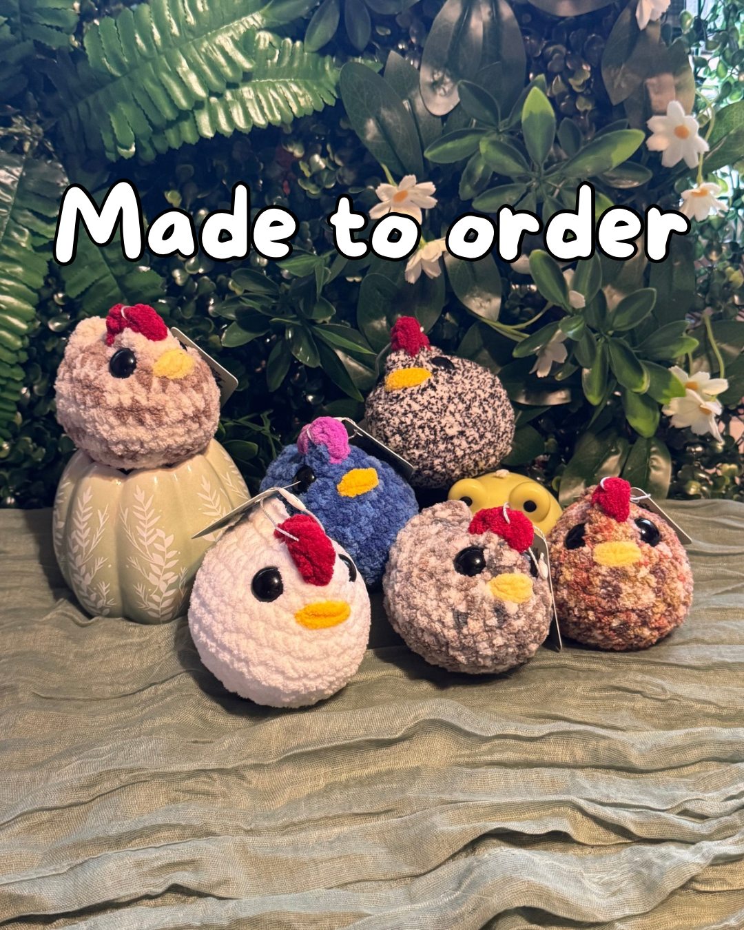 Chicken plushie made to order crochet