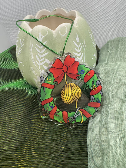 Fibre arts wreath acrylic tree ornament