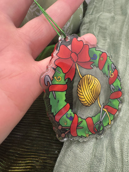 Fibre arts wreath acrylic tree ornament