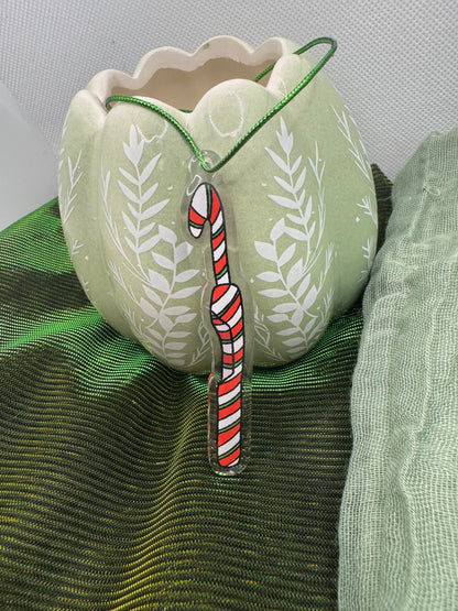 Candy cane crochet hook acrylic tree ornament