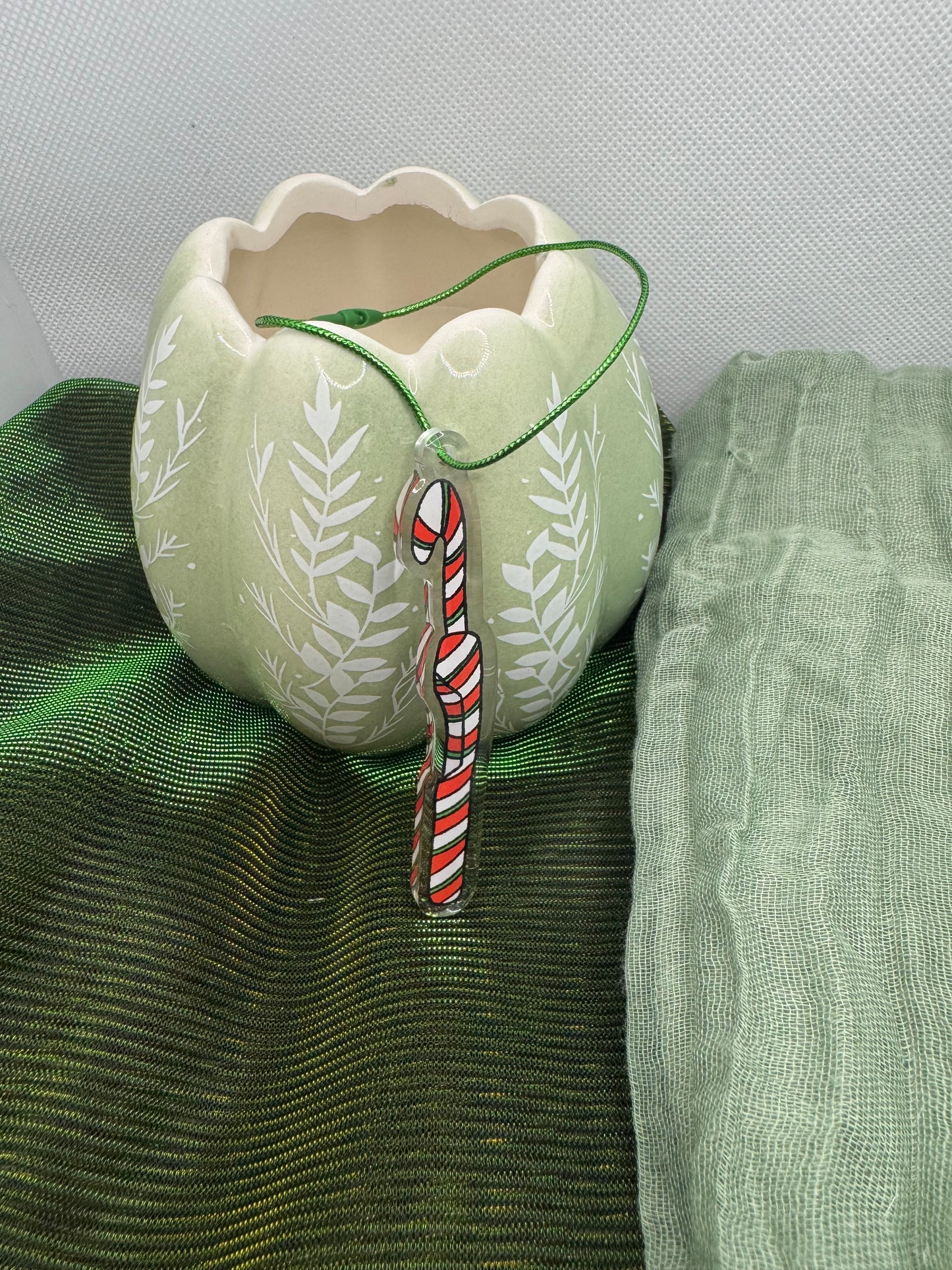 Candy cane crochet hook acrylic tree ornament